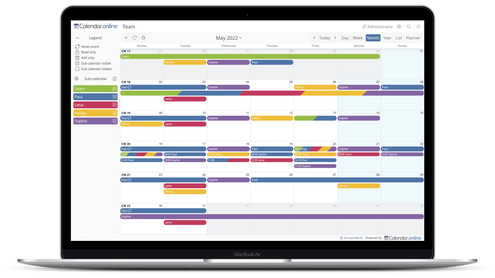 Online calendar Desktop