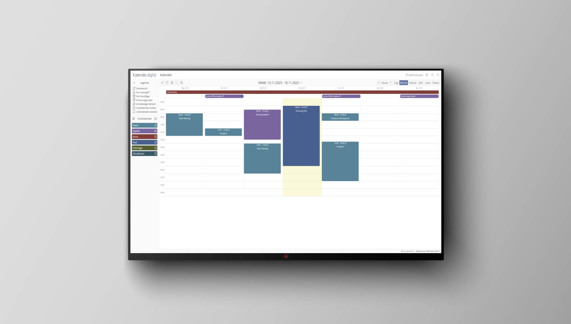 Calendar in the browser of a FireTV stick